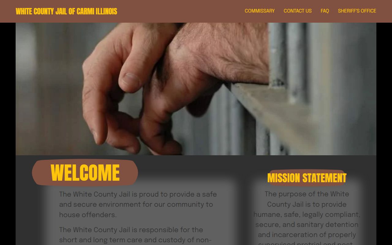 White County Jail home page for inmate population records